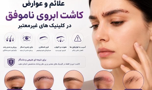 علائم و عوارض کاشت ابروی ناموفق در کلینیک‌ های غیرمعتبر