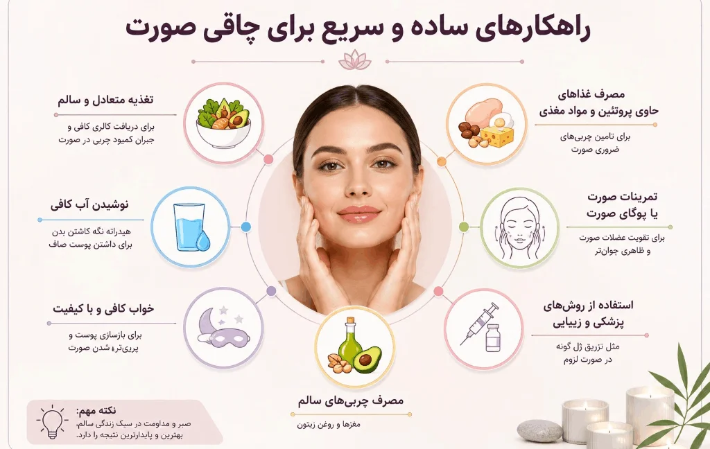 راهکارهای سریع و عملی برای چاق شدن صورت